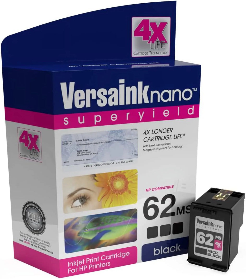 VersaInk-nano 62MS Black(MICR) 62CS Color Cartridges - 4X Life - Exclusive Design