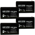 4x Pack - Compatible Kontron 7640 MICROGAS Battery - Replacement UB1290 Universal Sealed Lead Acid Battery (12V, 9Ah, 9000mAh, F1 Terminal, AGM, SLA) - Includes 8 F1 to F2 Terminal Adapters - Exclusive Design
