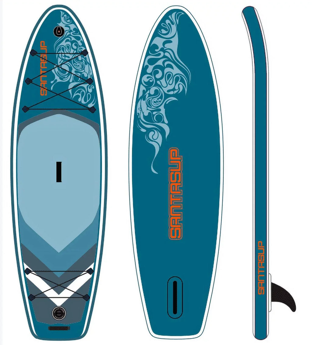 Stylish Inflatable Stand Up Paddle Board 9.9'x33"x5" With Premium SUP Accessories & Backpack, Wide Stance, Bottom Fin for Paddling, Paddle, Leash, Surf Control, Non-Slip Deck for Youth & Adult