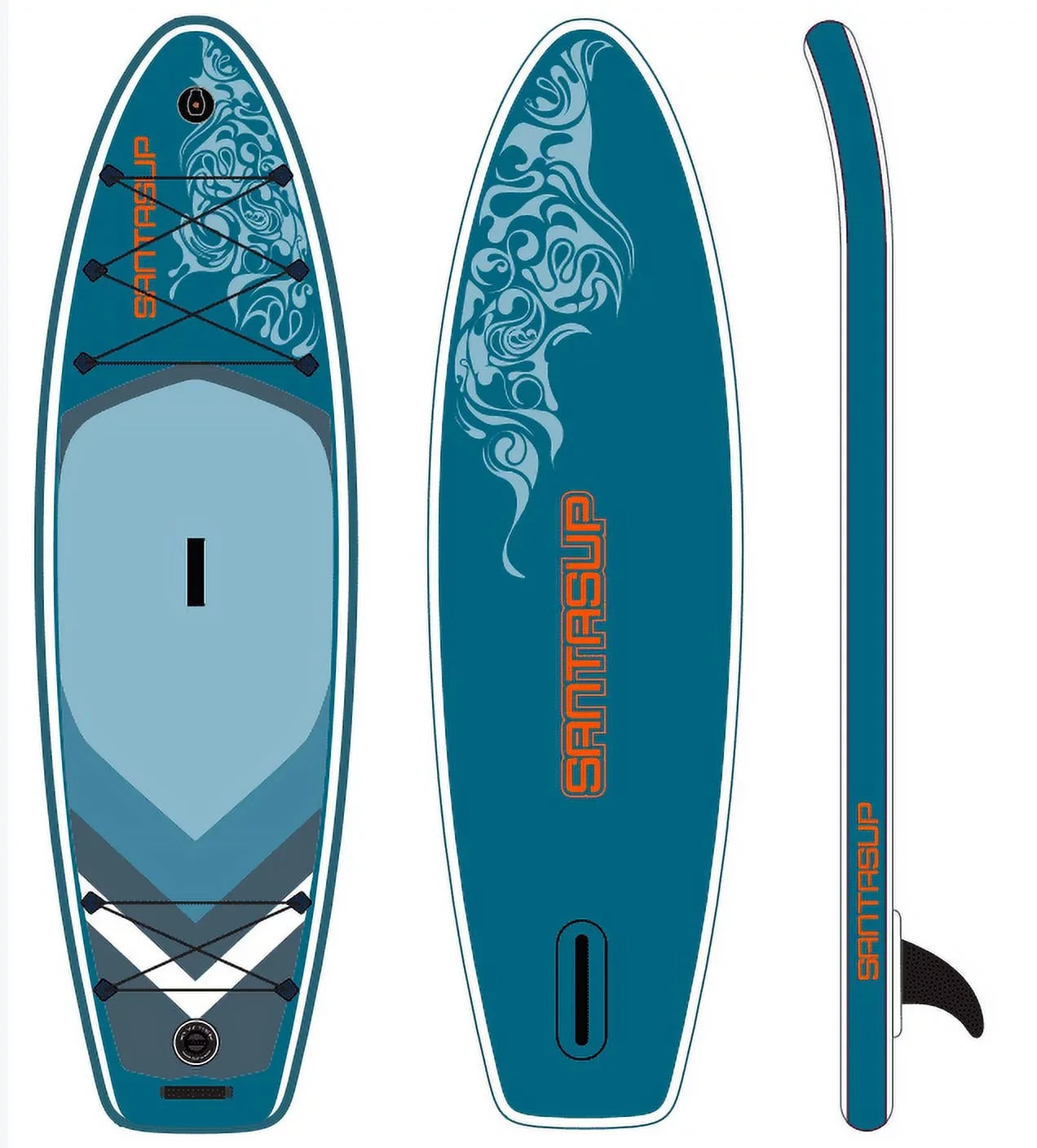 Stylish Inflatable Stand Up Paddle Board 9.9'x33"x5" With Premium SUP Accessories & Backpack, Wide Stance, Bottom Fin for Paddling, Paddle, Leash, Surf Control, Non-Slip Deck for Youth & Adult
