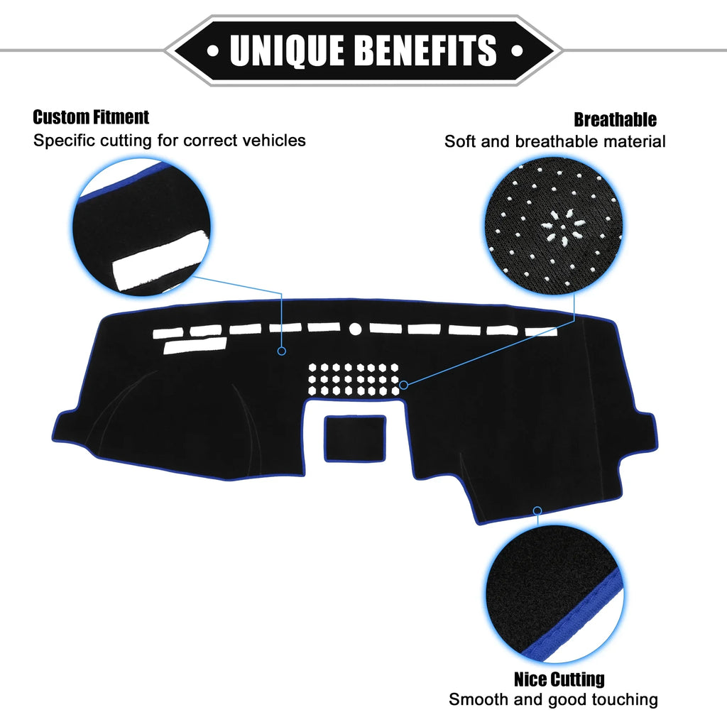 Unique Bargains Car Center Console Dashboard Cover Mat for Ford F150 2015-2020 Protective Polyester Black Blue
