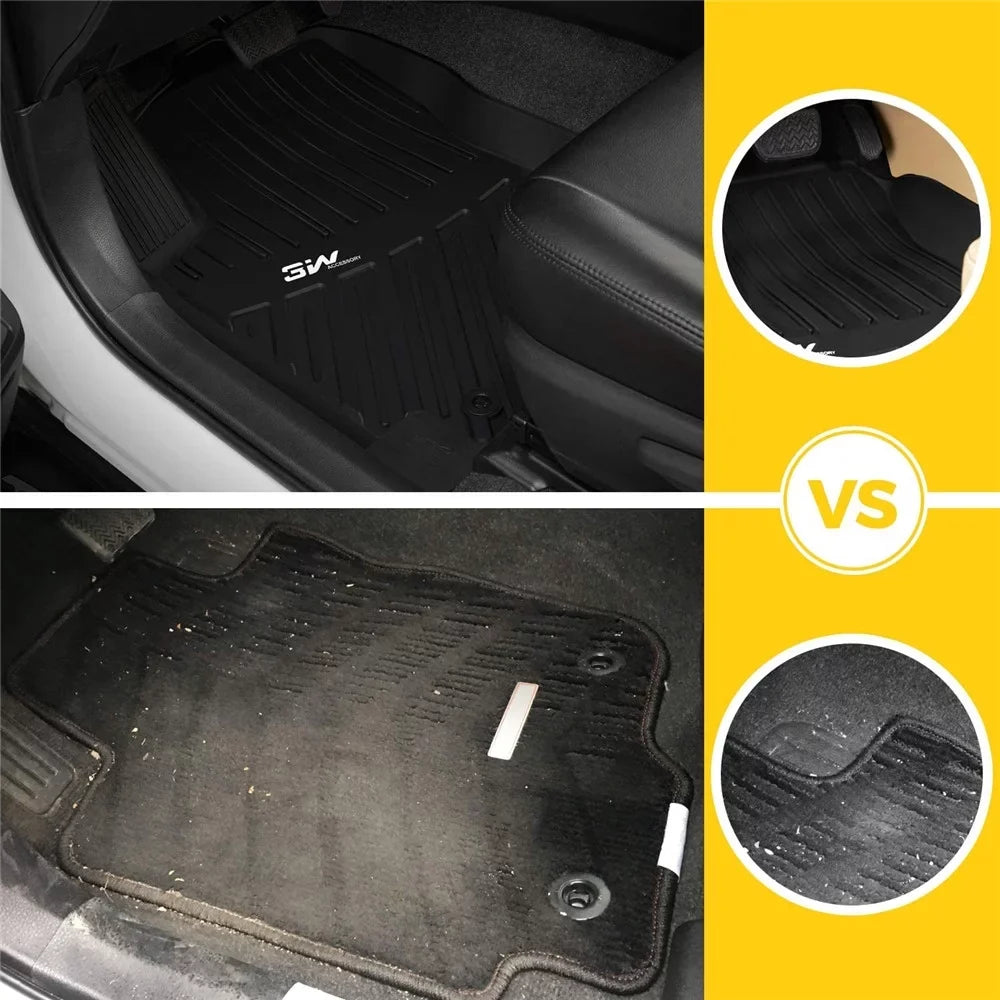 3W Floor Mats&Cargo Liner for Jeep Wrangler JL 2018-2021 with subwoofer - All Weather Floor Liners White Logo &Trunk mats for Jeep Wrangler JL Unlimited 4-Door,Black - Exclusive Design