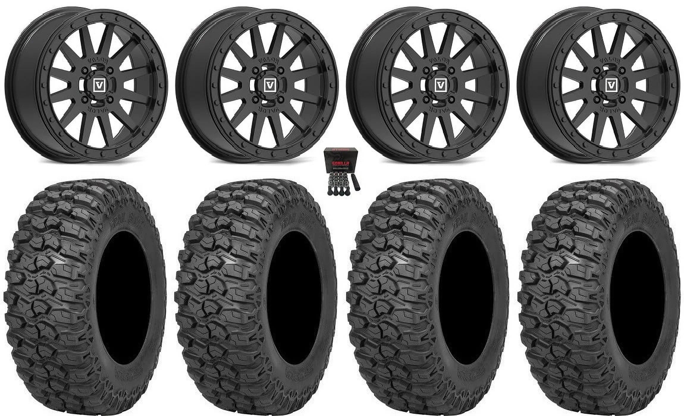 Stylish Valor V05 Beadlock 14" Wheels Black 30" Trail Saw 2.0 Tires Sportsman RZR Ranger
