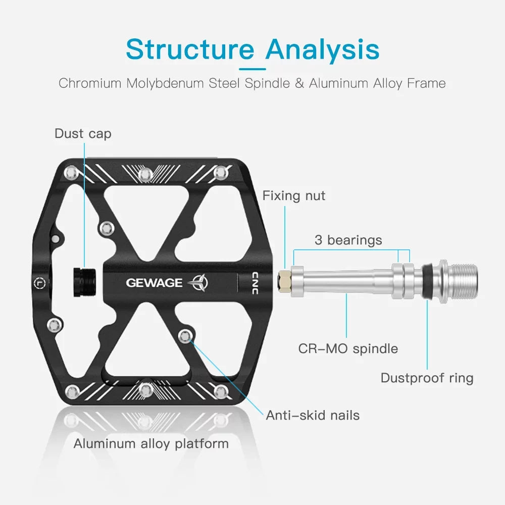 GEWAGE Bike Pedals Aluminum Alloy Pedals with Reflectors Mountain Bike Pedals Cycling Pedals Platform - Exclusive Design