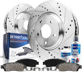 Stylish Detroit Axle - Front Brake Kit for Chevy GMC Equinox Impala Terrain Malibu Limited Buick Allure LaCrosse Regal 9-5 Drilled & Slotted Brake Rotors Ceramic Brakes Pads Replacement: 12.64" Rotor