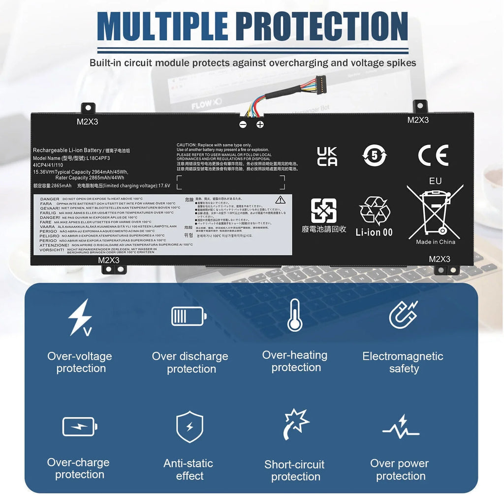 Laptop Battery for ThinkPad P43s T490 T495 T14 L18M3P74 02DL007