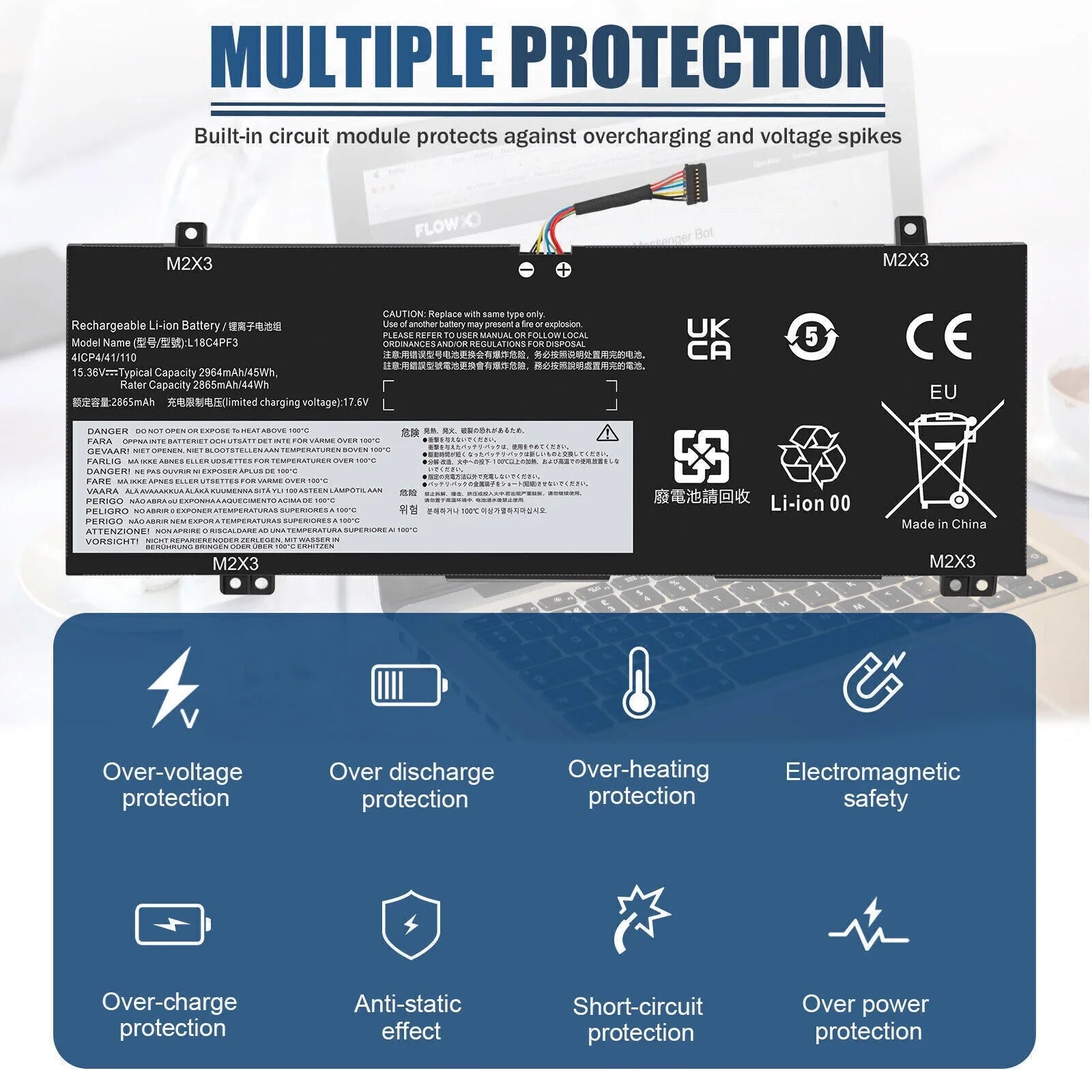 Laptop Battery for ThinkPad P43s T490 T495 T14 L18M3P74 02DL007