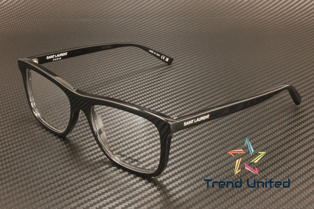 Stylish SAINT LAURENT SL 481 001 Rectangular Squared Black 55 mm Men's Eyeglasses