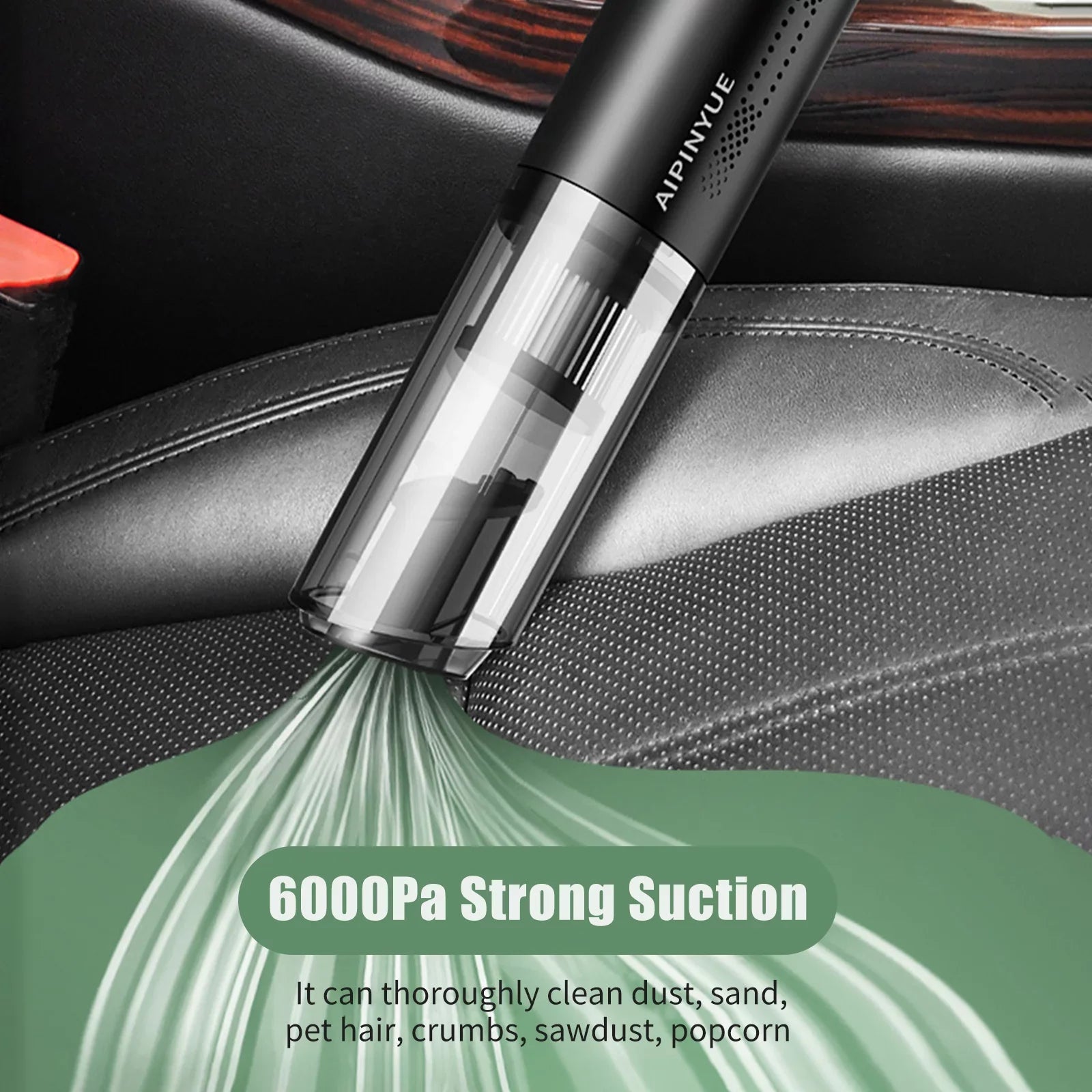 Stylish moobody Vacuum Cleaner, 120W Handheld Cleaner, 6000Pa Powerful Suction, USB Powered with HEPA Filter for Cleaning Hair Dust Gravel in Home Office