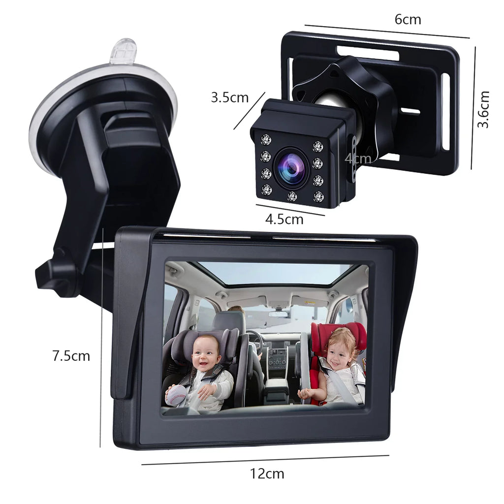 Car Mirror 1080P 4.3 Inch Car Safety Car Seat Mirror Cameras Monitored Mirrors with Wide Crystal Clear View Adjustable Angle Length 5M Long Cable - Exclusive Design