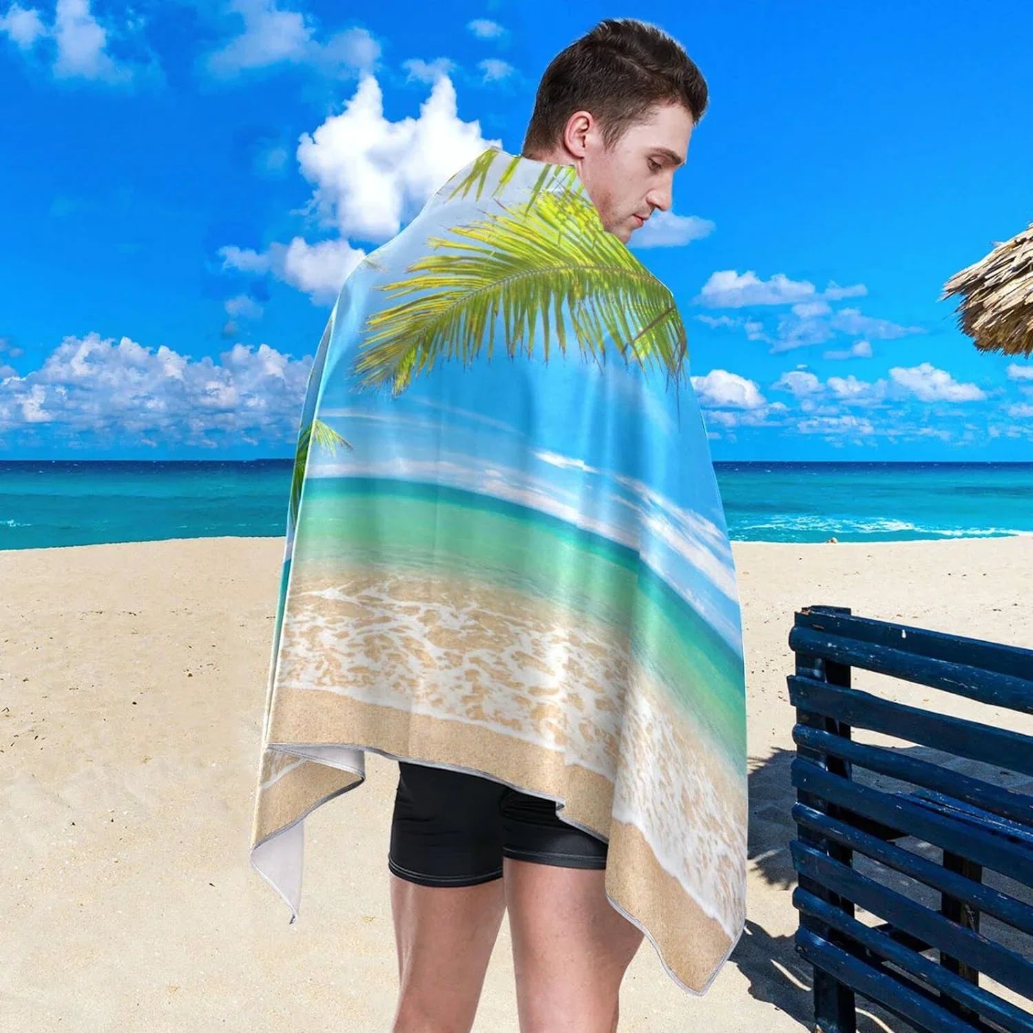 Bestwell Summer Tropical Palm Beach Beach Towel Oversized Towel Blanket, Thin Lampweight Microfiber Sand Free Quick Dry Towel, 30âX60â Multipurpose Pool Bath Yoga Swim Shower Towel