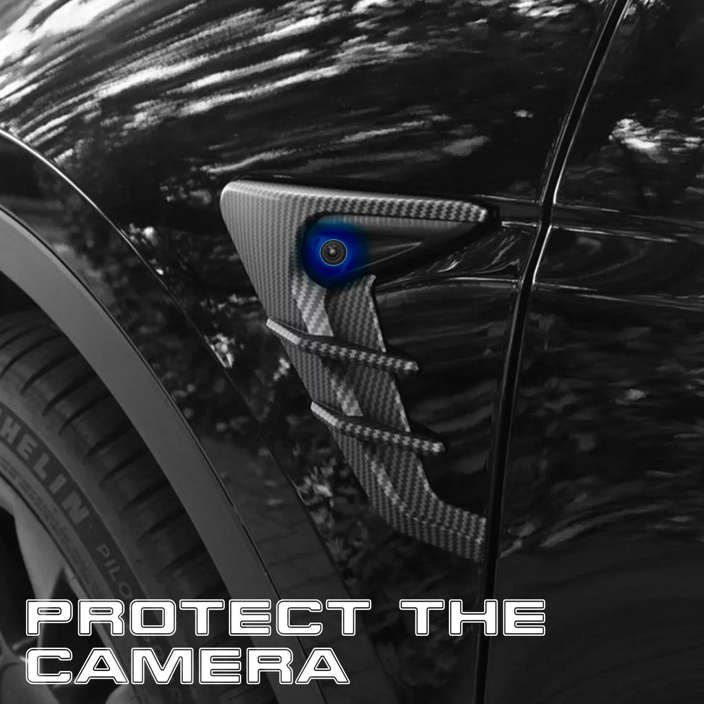 Xotic Tech Side Marker View Camera Indicator Turn Signal Cover Trim, Carbon Fiber Pattern, Compatible with Tesla Model 3 Model Y 2021+