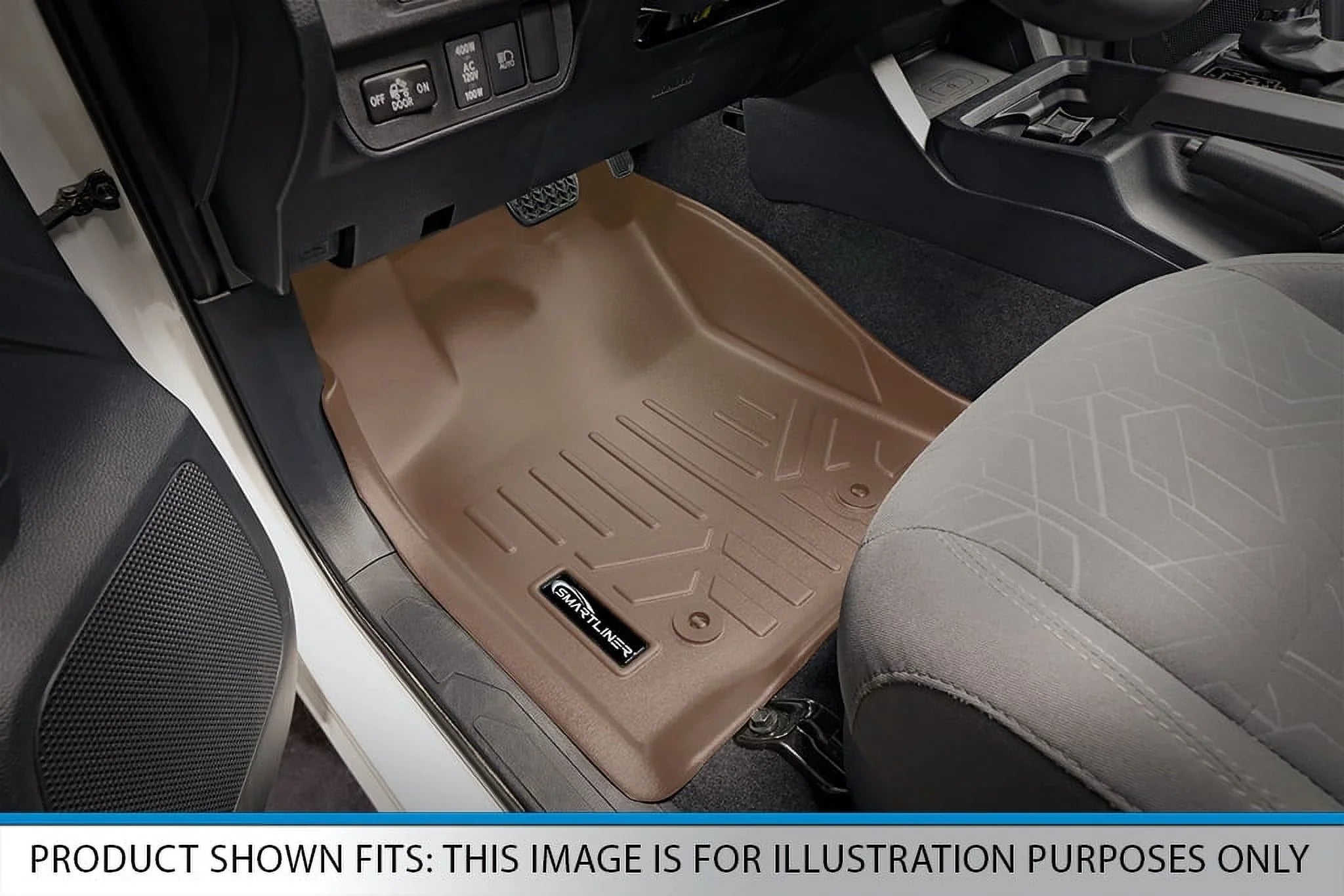 Stylish Smartliner Front 1st Row Floor Liner Mat Tan for 2008-2020 Dodge Grand Caravan