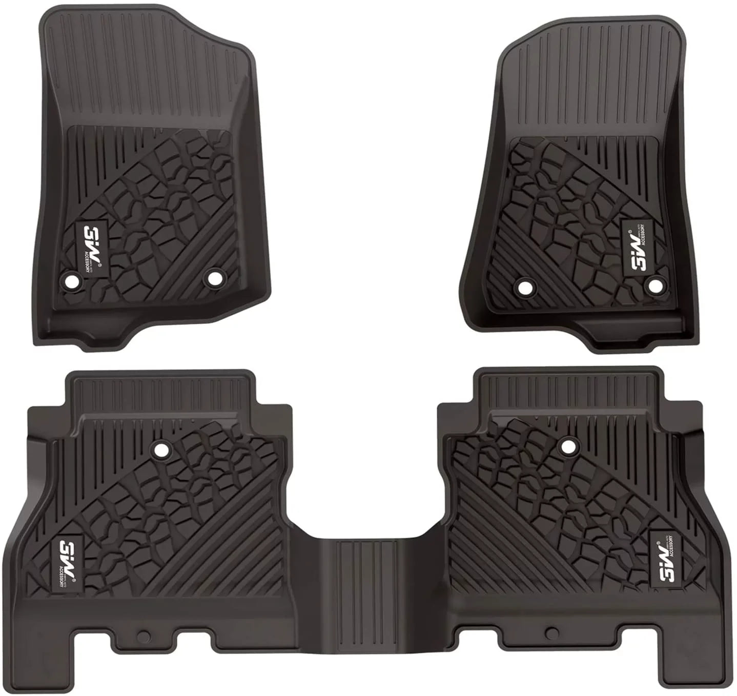 3W Floor Mats&Cargo Liner for Jeep Wrangler JL 2018-2021 with subwoofer - All Weather Floor Liners White Logo &Trunk mats for Jeep Wrangler JL Unlimited 4-Door,Black - Exclusive Design