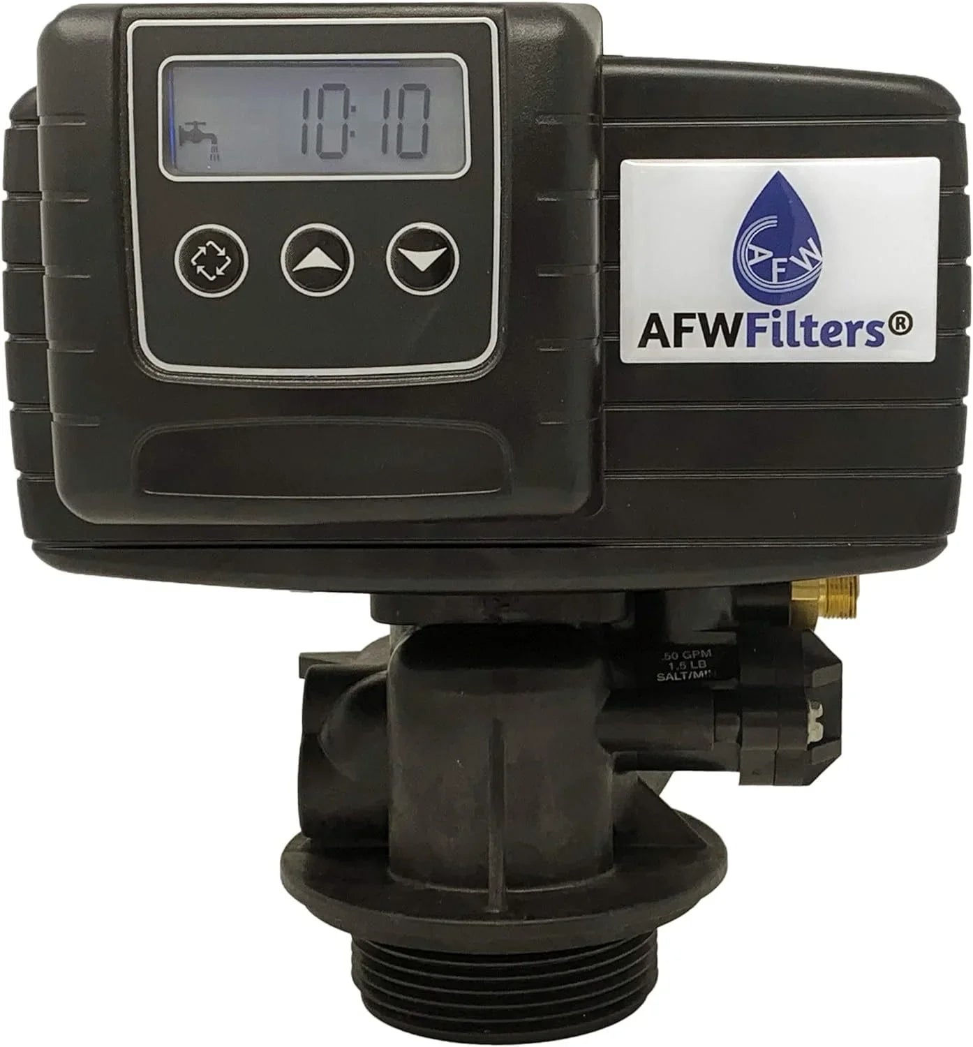 Stylish AFWFilters 2 cubic Foot 64k Whole Home Iron Pro Water Softener with Fine Mesh Resin, 1" Plastic MNPT Connection, and Blue Tanks