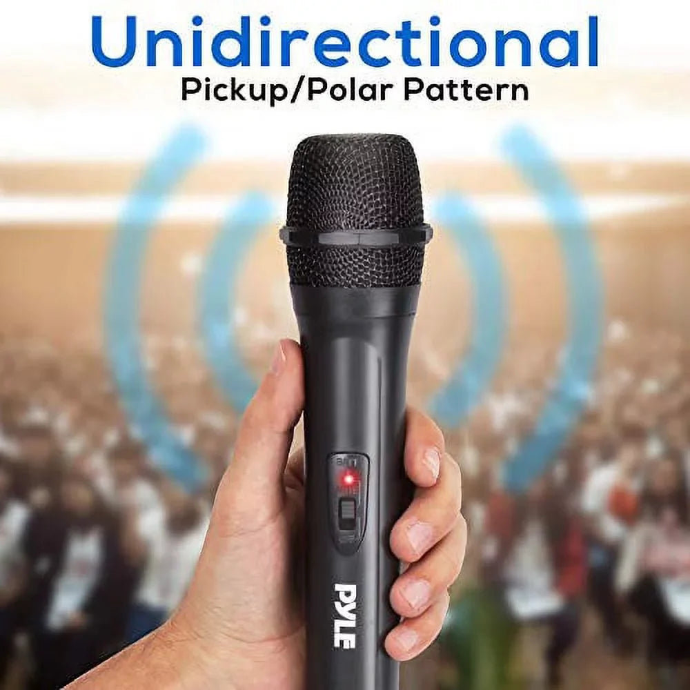 Pyle PDWM91 - Professional VHF Handheld Microphone - Pro Audio Mic Transmitter System with Adapter Receiver