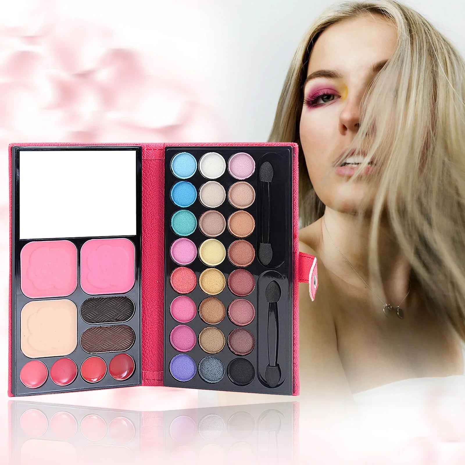 24 Colors Eyeshadow Eyebrow Powder Lip Jelly Blush Facial Makeup Palette Set Kit