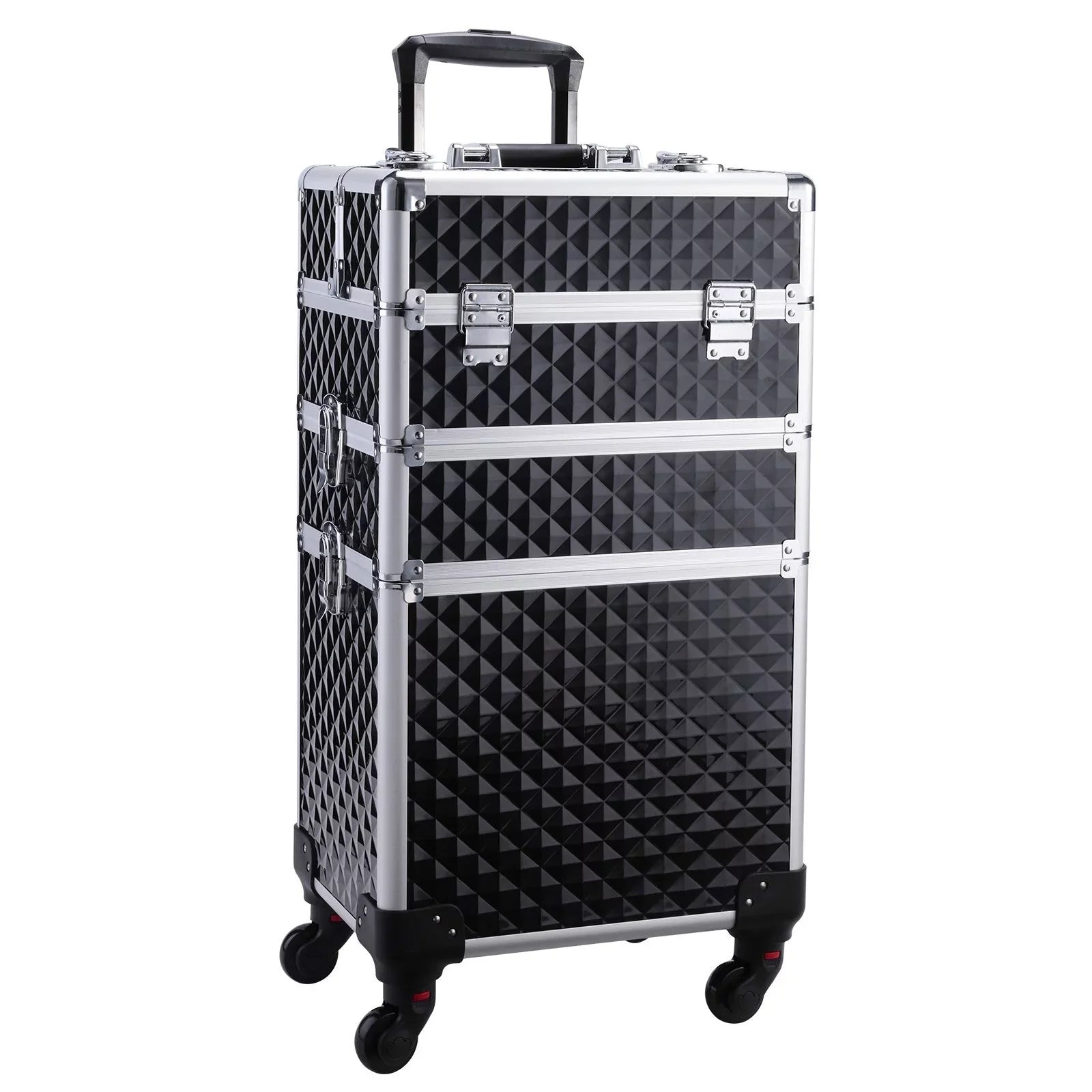 Joligrace 3-in-1 Professional Rolling Makeup Case Cosmetic Trolley Beauty Box