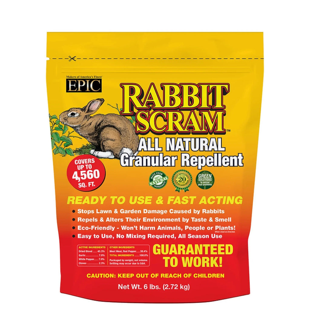 Stylish EPIC Rabbit Scram All Natural Ready To Use Outdoor Granular Animal Repellent Resealable Bag, 6lbs