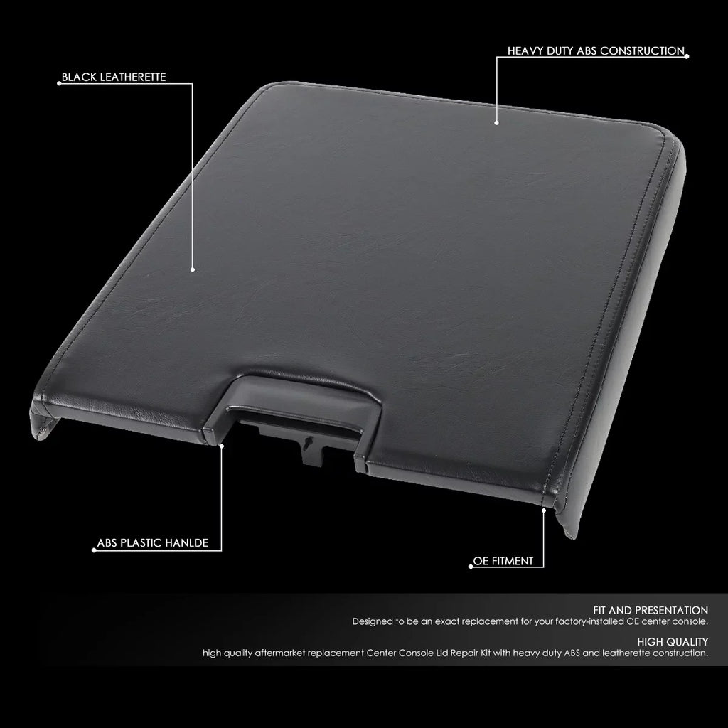 DNA Motoring GECS-003-BK For 2007 to 2014 Chevy Silverado Tahoe GMC Sierra 1500 2500 3500 Yukon XL Cadillac Escalade Center Console Arm Rest Top Lid Kit Black