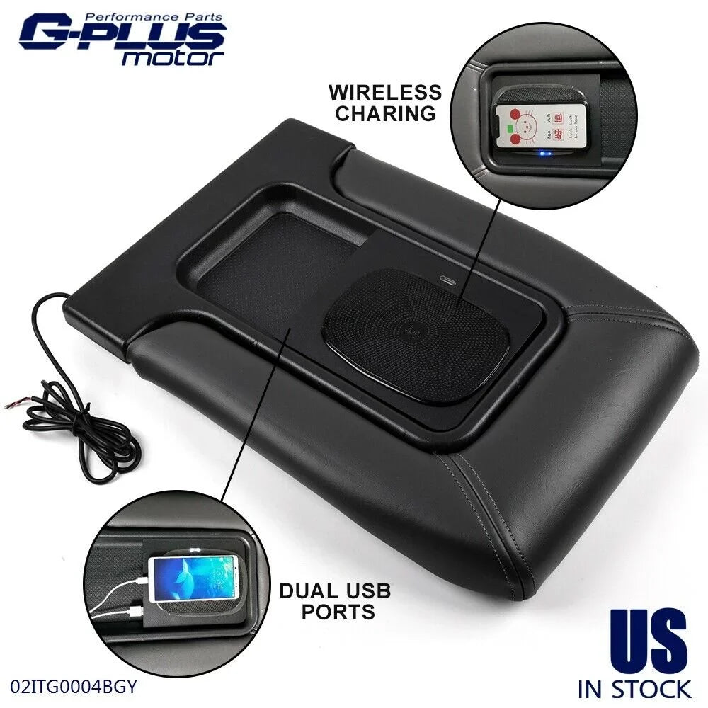 G-Plus Center Console Lid Fit for 1999-2007 Chevy Silverado Suburban Tahoe GMC Sierra Yukon Gray - Exclusive Design
