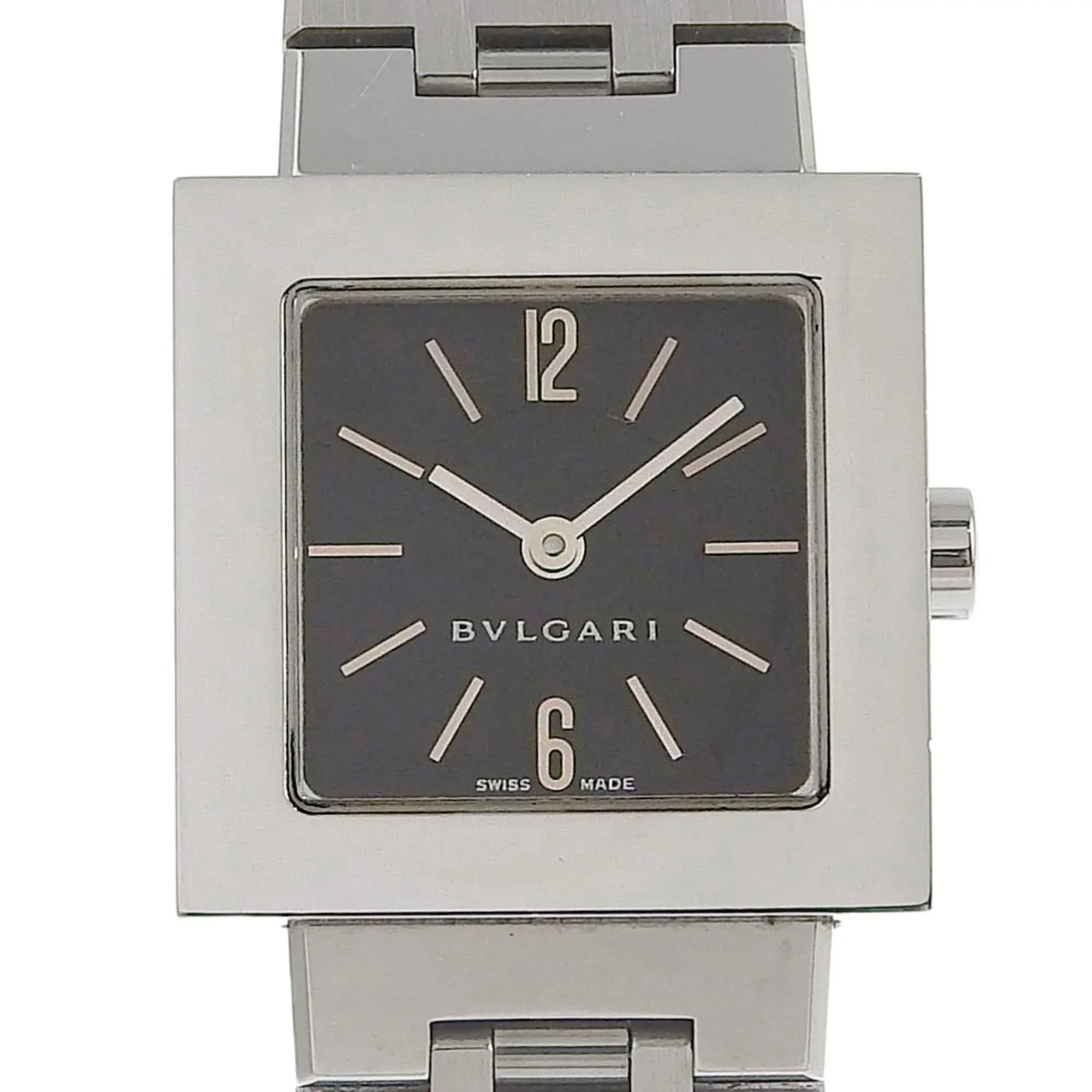 Pre-Owned BVLGARI Bulgari Quadrado watch SQ22SS stainless steel silver quartz analog display ladies black dial (Good)