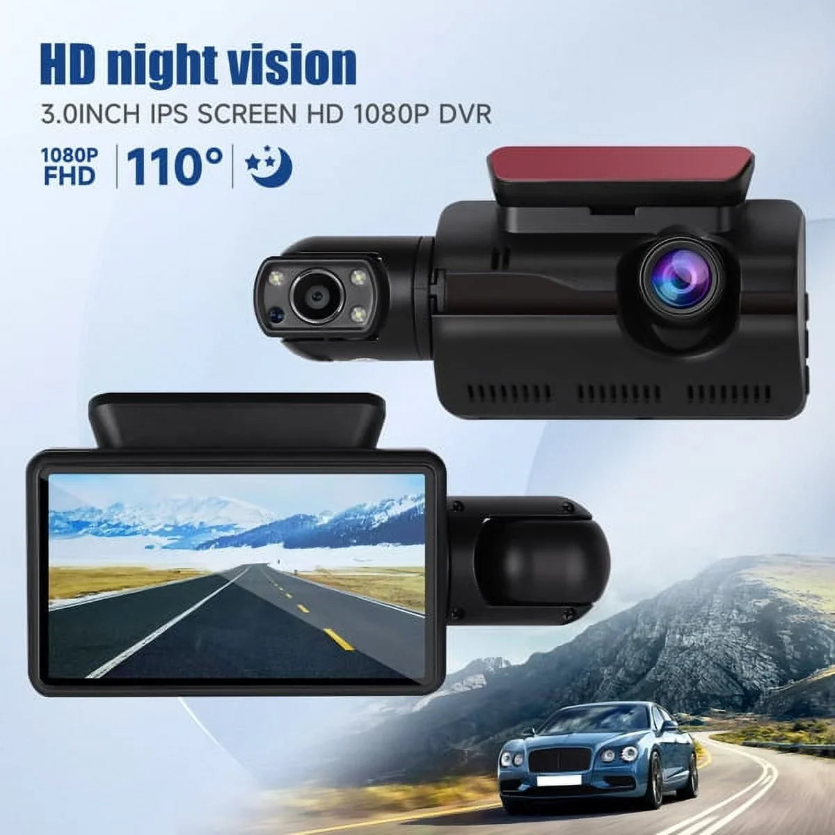 Stylish SYTHERS 1080P Dash Cam Front and Rear, 170Â° Wide Angle Dash Camera with Night Vision