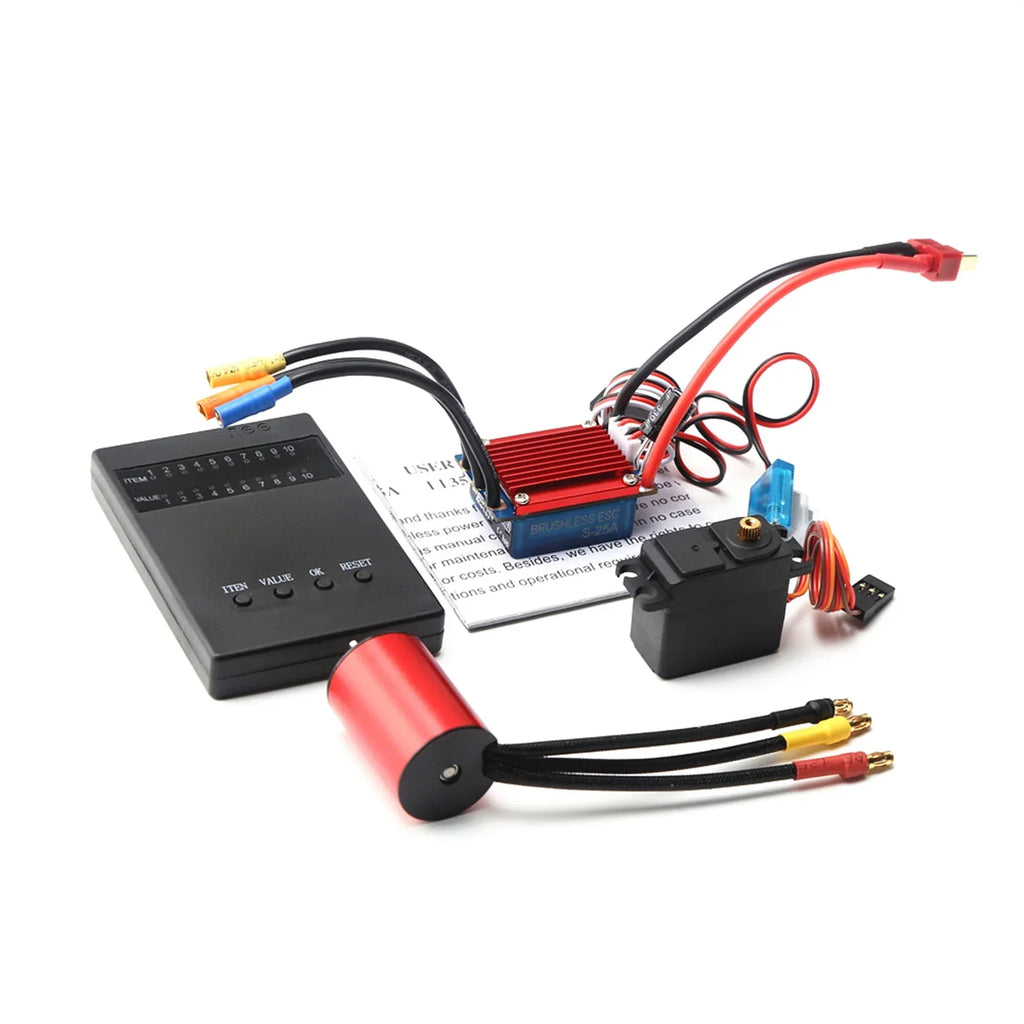 Stylish S2435 4800KV Brushless Motor 4P Sensorless 25A Brushless ESC Electric Speed Controller Programming 2.2KG Servo for 116 118 RC Car Truck