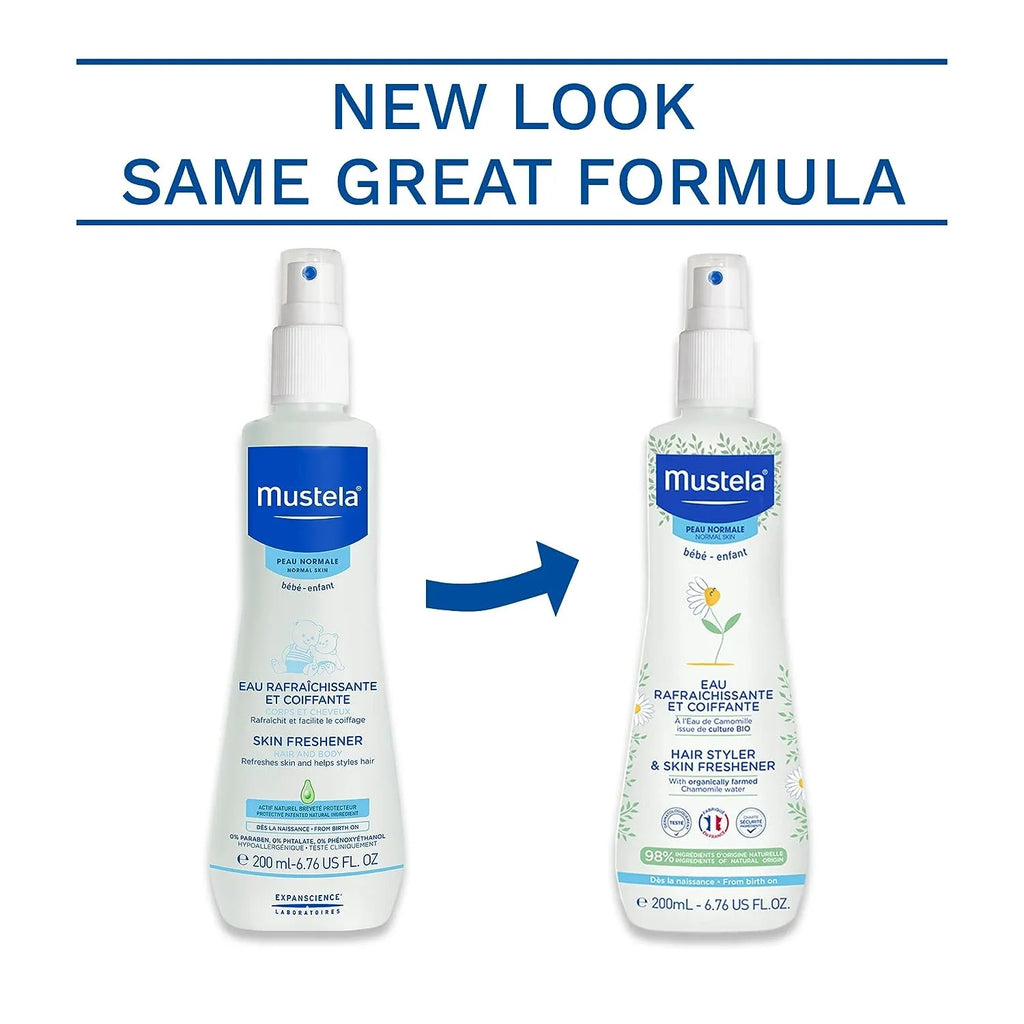 Stylish Mustela Baby Hair Styler & Skin Freshener - with Natural Avocado & Chamomile Water - Vegan & Hypoallergenic - 6.76 fl. oz.