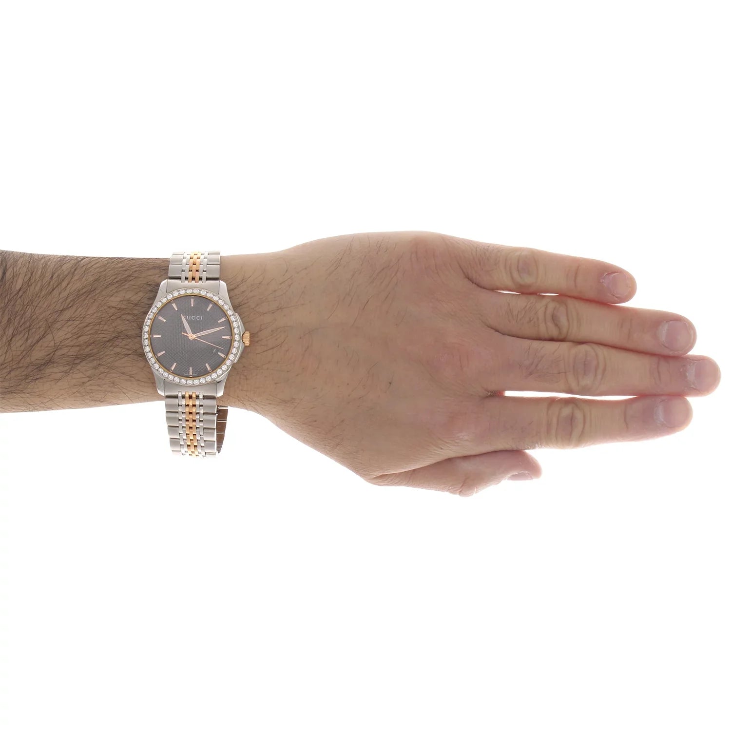Gucci Ya126410 Diamond Watch G-Timeless 38mm Two Tone Rose / S. Steel PVD 2 CT.