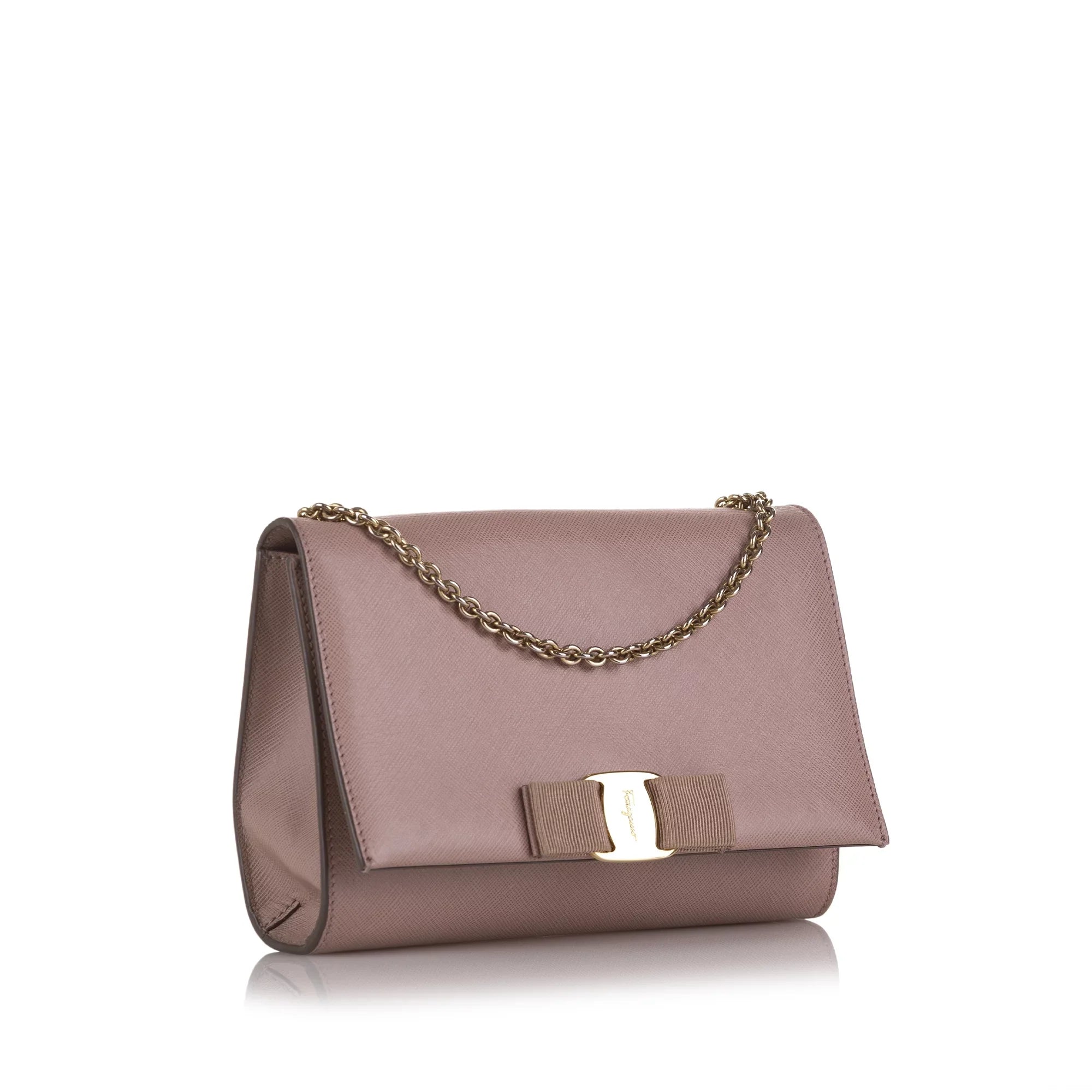 Pre-Owned Authenticated Ferragamo Small Vara Ginny Crossbody Calf Leather Pink Crossbody Bag Unisex (Good) - Exclusive Design