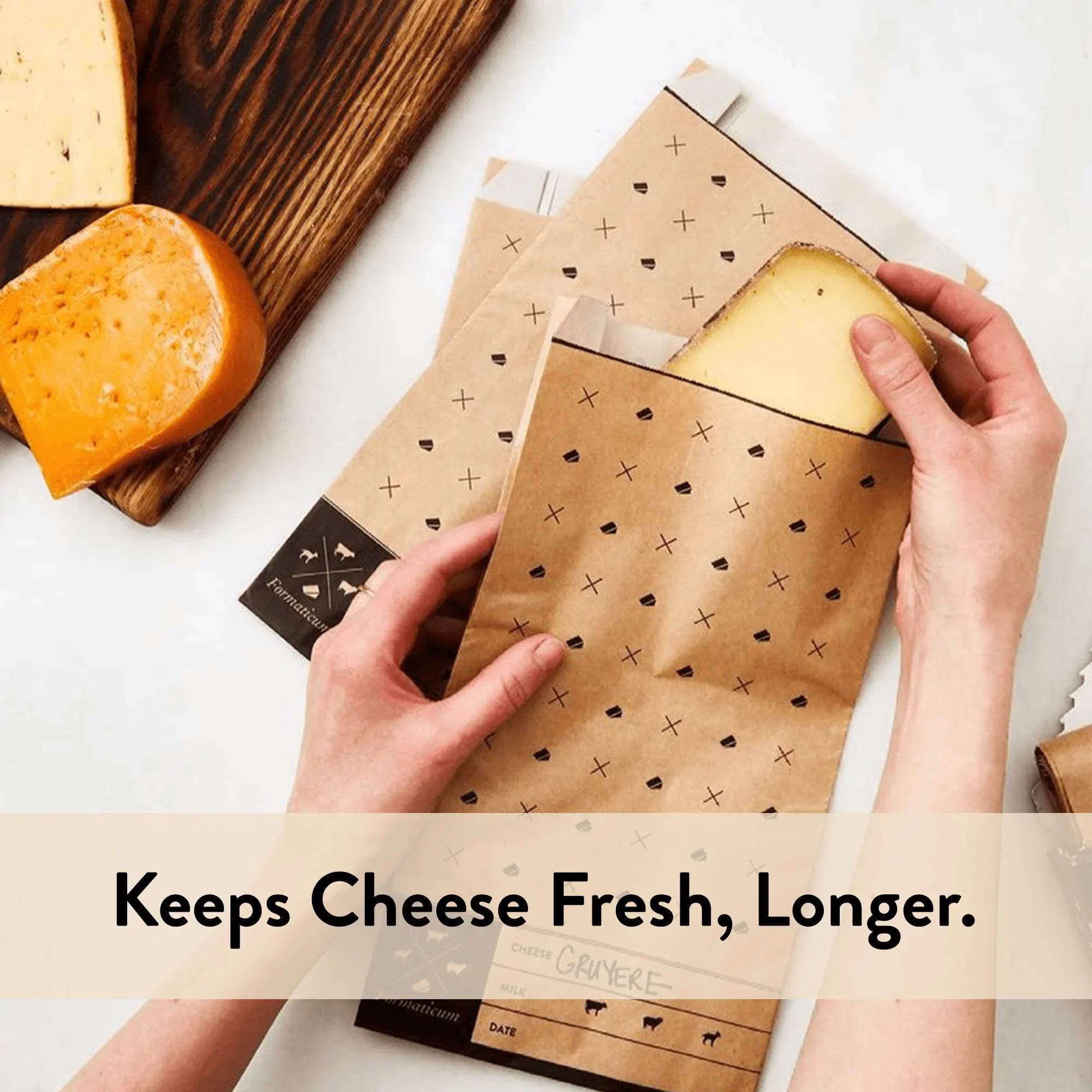 Stylish Formaticum Cheese Storage Bags, Keep Charcuterie Fresh, Wax Paper Bags, 75 Count