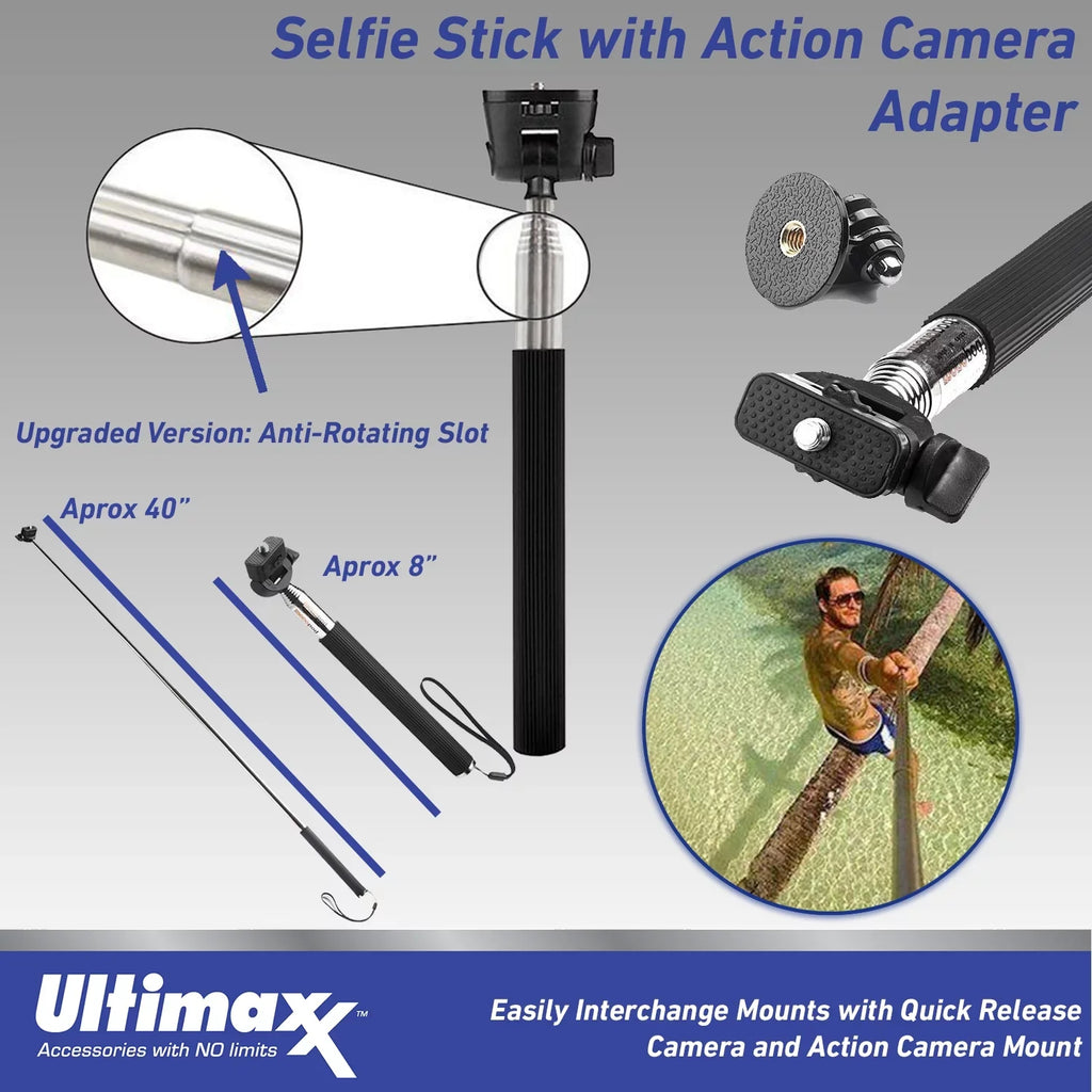 Stylish Ultimaxx Starter Insta360 GO 2 Action Camera Bundle - Includes: Action Camera Frame Adapter, Selfie-Stick, Floating Wrist Strap & Much More