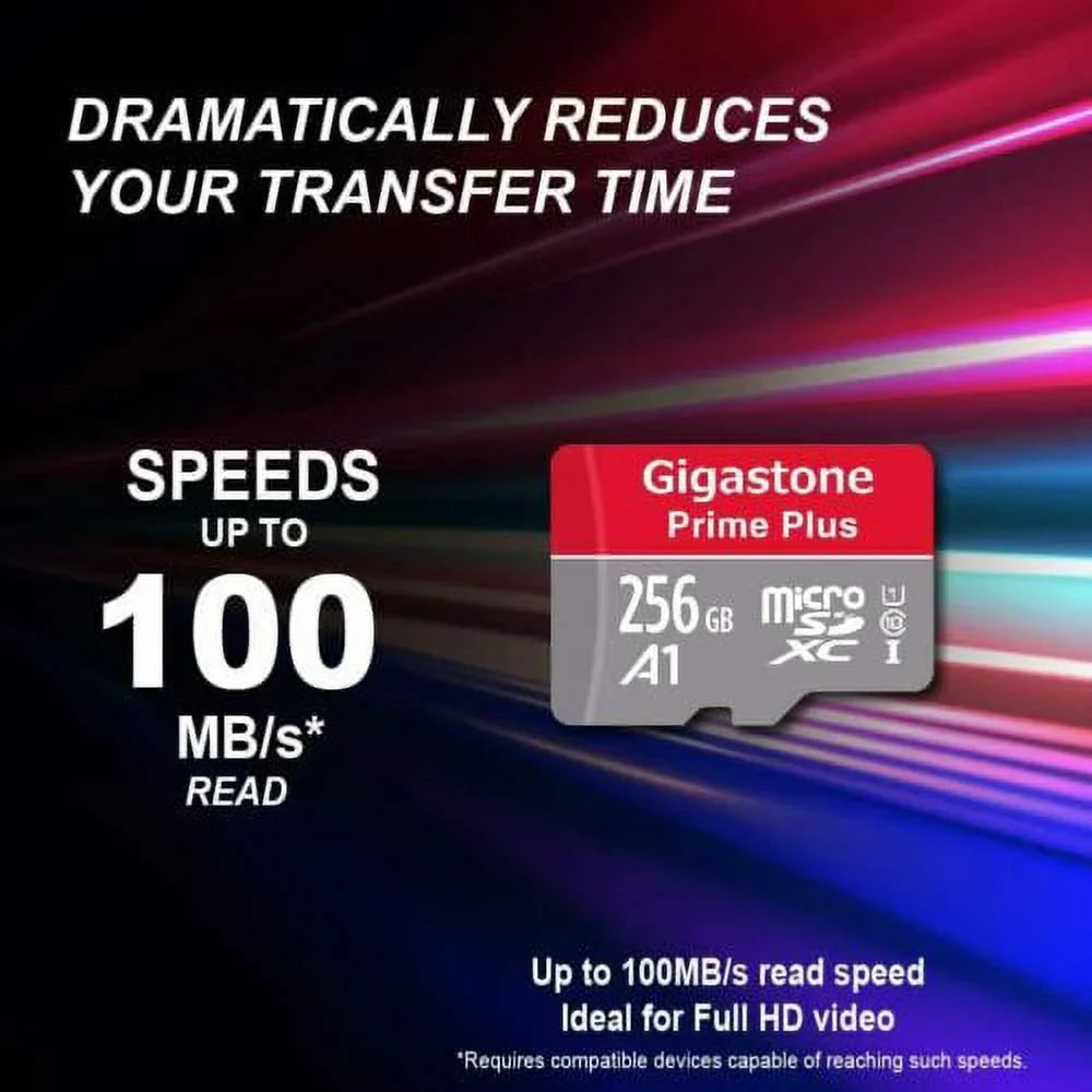 Stylish Gigastone 256GB Micro SD Card, Switch / GoPro Compatible Memory Card, UHS-I SDXC