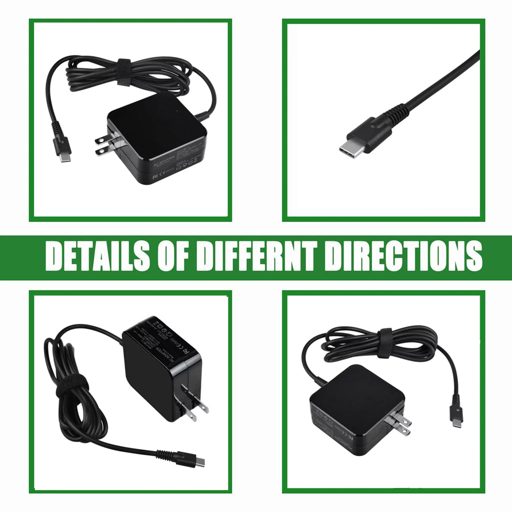 KONKIN BOO Compatible 45W Type-C AC Adapter Charger Replacement for 300e Chromebook 2nd Gen MTK Type 81QC