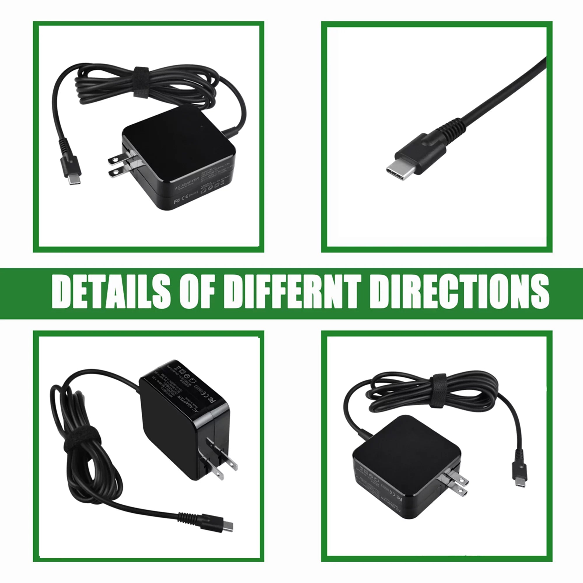 KONKIN BOO Compatible 45W Type-C AC Adapter Charger Replacement for 300e Chromebook 2nd Gen MTK Type 81QC
