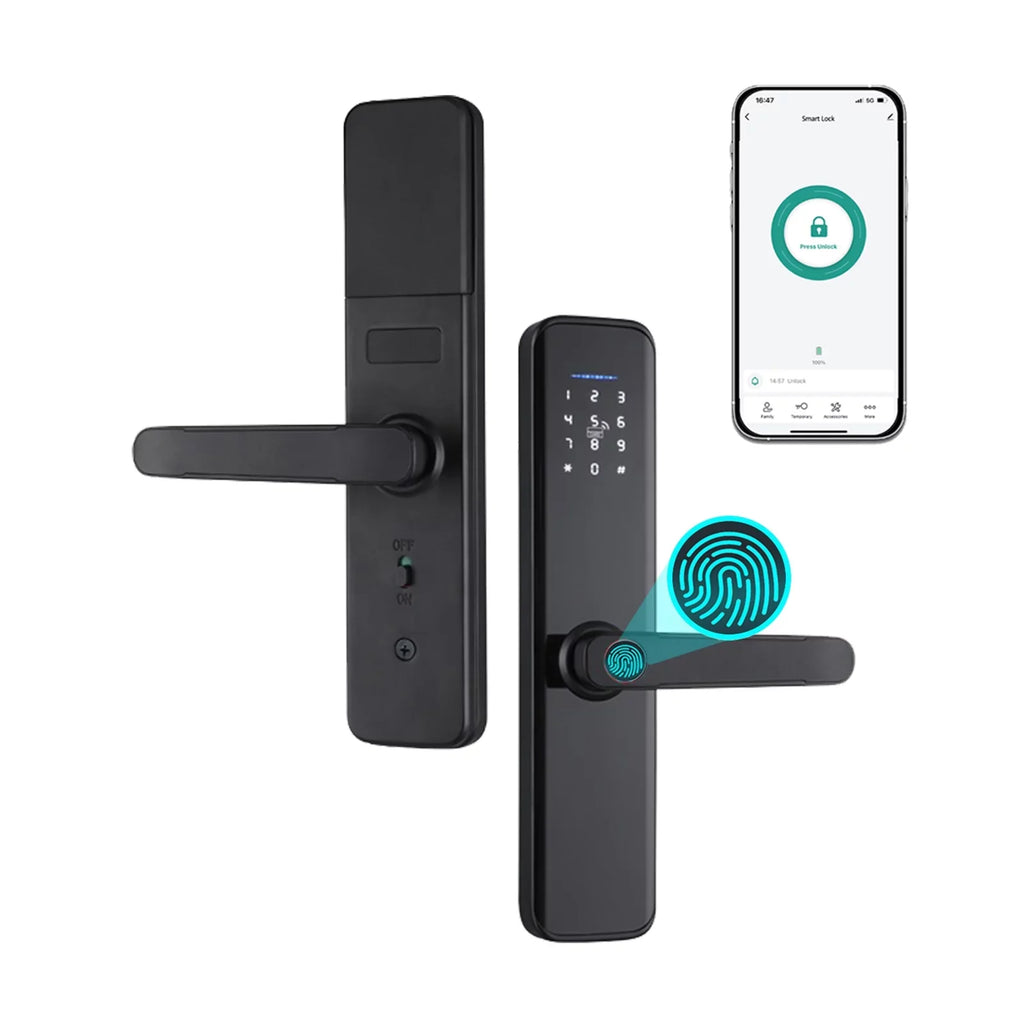 Htovila Smart Lock Fingerprint Lock Door Lock Keypad Door Lock with Handle Fingerprint Electronic Deadbolt Door Lock Smart Door Lock Compatible with APP