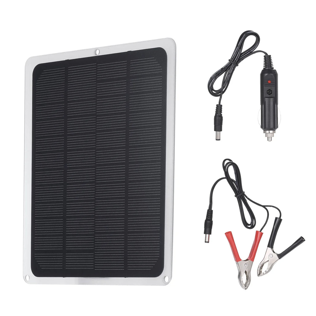 Stylish DC12V 10W Solar Panel with USB Port Car Chargers Charge for 12V-Battery Portable Completed Accessories for Outdoor Camping Hiking Fishing Climbing