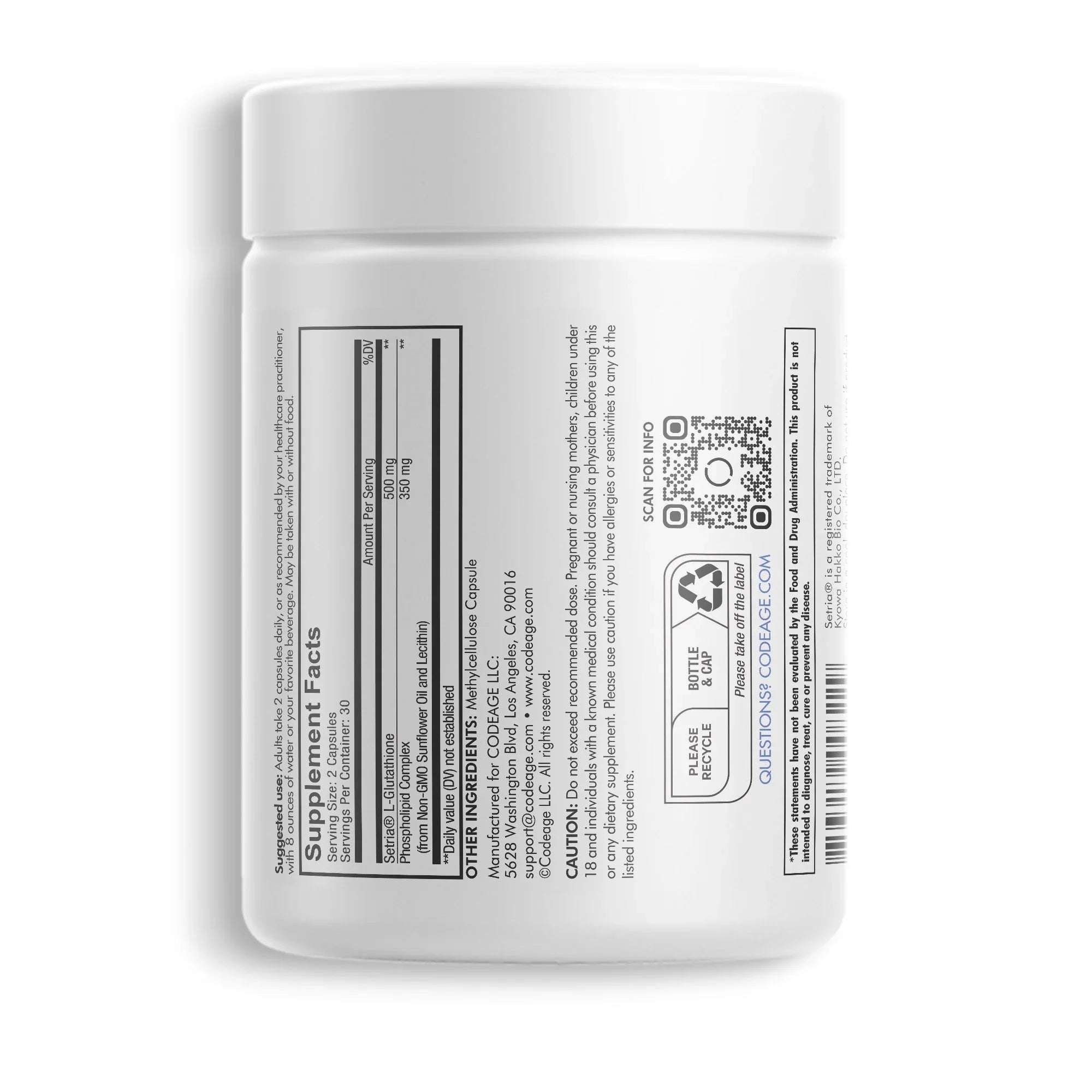 Stylish Codeage Liposomal Glutathione, SetriaÂ® L Glutathione Capsules, Phospholipid Complex, Vegan, Non-GMO, 60 ct