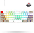 60% Portable Mechanical Gaming Keyboard, 14 Chroma Rgb Backlight, Dye-Sublimation Keycap, Type C Wired, Full Anti-Ghosting, For Pc/Windows/Mac/Ps4/Xbox (White Grey/Red Switch) - Exclusive Design