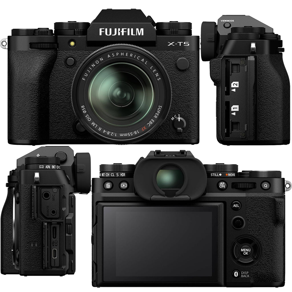 Stylish Ultimaxx Advanced FUJIFILM X-T5 with 18-55mm Lens (Black) Bundle - Includes: 128GB Extreme Memory Card, 2x Replacement Batteries & Much More (35pc Bundle)