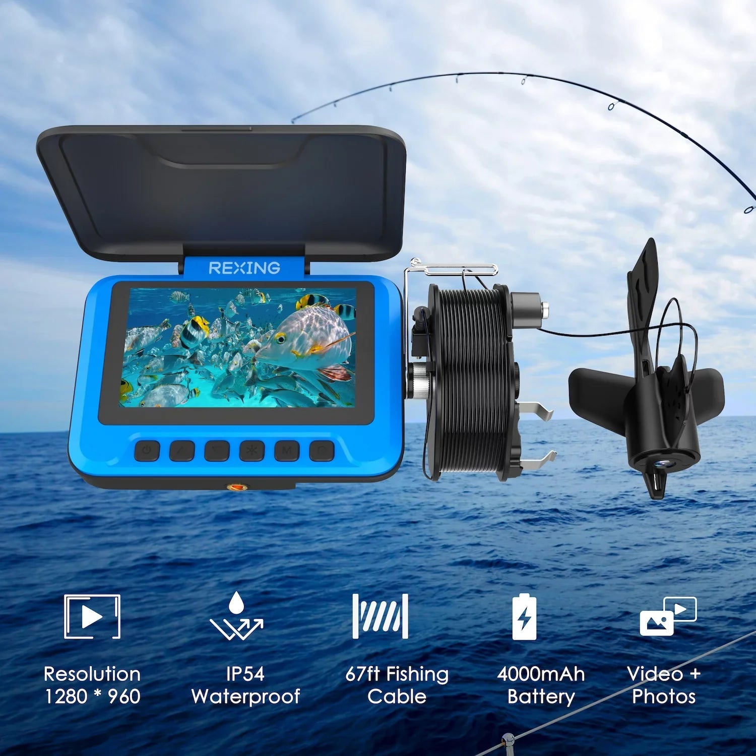 Rexing FC1 Underwater Fishing Camera w/ Winding Spool - Exclusive Design