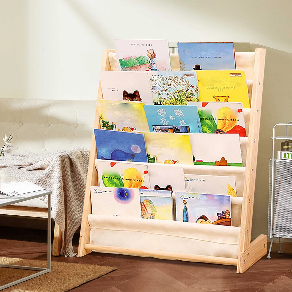 Wooden Bookcase Children Kids Book Shelf Storage Rack Tidy Organizer HOT 6 Tiers