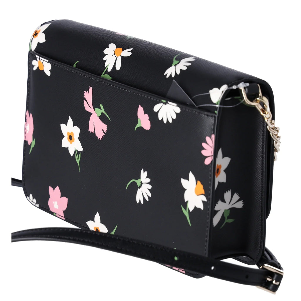 Kate Spade Madison Black Floral Waltz Flap Convertible Crossbody KF441 - Exclusive Design