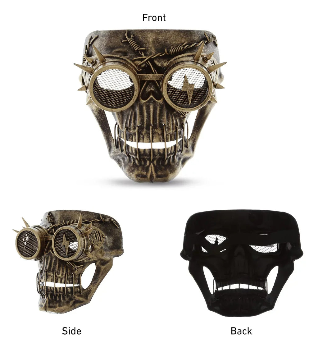 Stylish Attitude Studio Steampunk Wired Skeleton Full Face Mask Goggles Costume - Gold