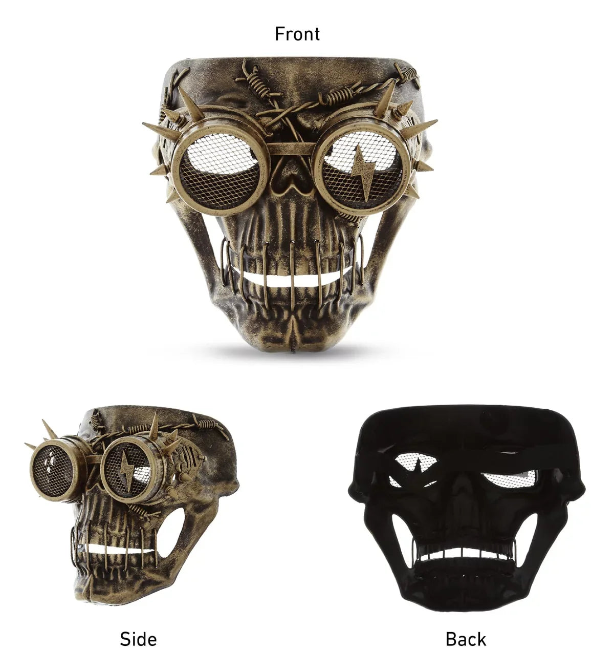 Stylish Attitude Studio Steampunk Wired Skeleton Full Face Mask Goggles Costume - Gold