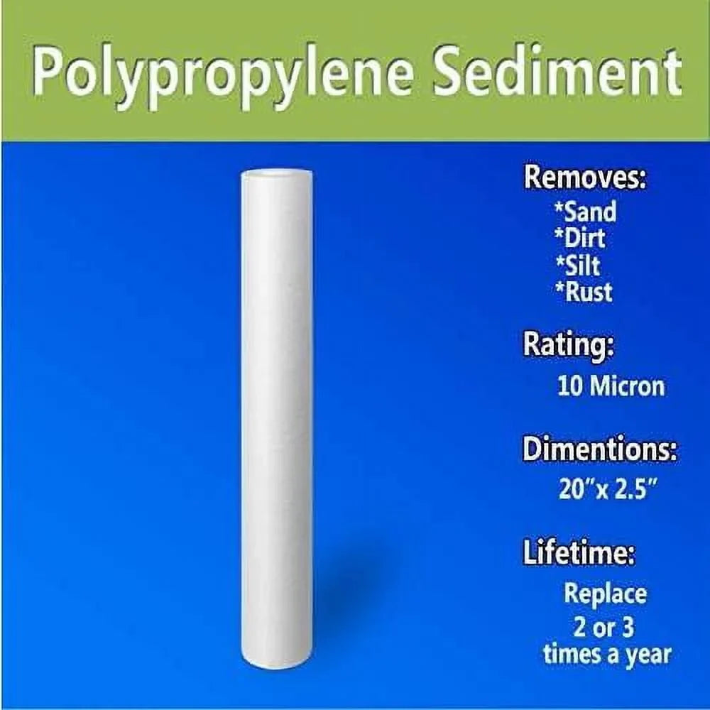 Stylish Standard Whole House -Blown Four Layers Filtration Polypropylene 10 Micron Sediment Filter 20â X 2.5â Fits 20â X 2.5â Housings. Compatible With FPMB5-20, FPMB520, SDC-25-2005/4, VX05-20 Pack Of 25