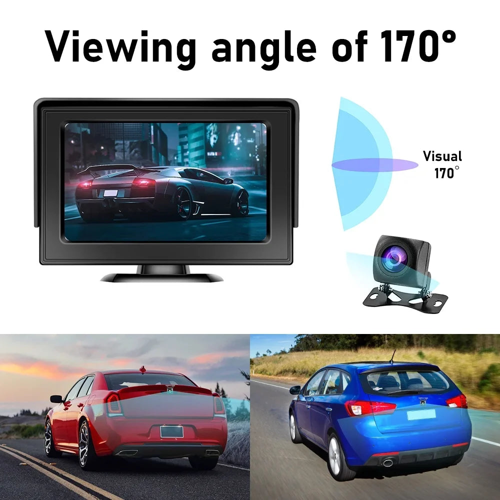 Wireless Backup Camera Kit with Stable Digital Signal, 4.3ââ Monitor& Rear View Camera Installation for Truck, Van, Camping Car, SUV Reverse automatic display