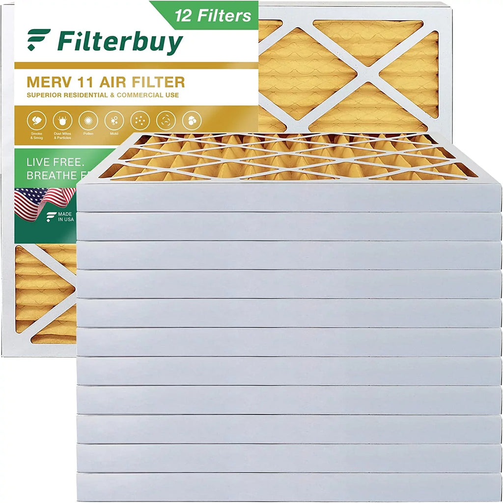 Filterbuy 10x14x2 MERV 11 Pleated HVAC AC Furnace Air Filters (12-Pack) - Exclusive Design