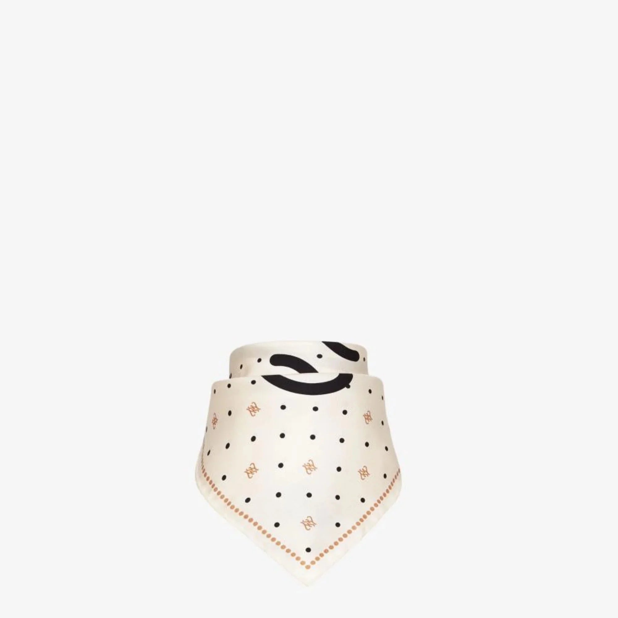 Stylish Fendi FF Karligraphy Black Logo Ivory Silk Scarf 33 cm FXT337
